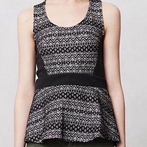Anthropologie Deletta Sleeveless Patterned Peplum Top